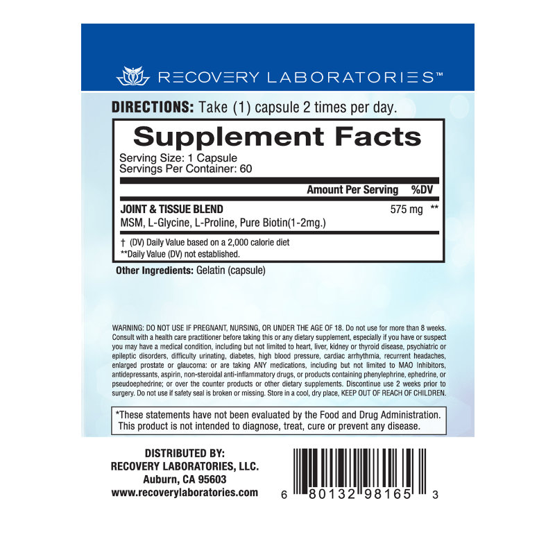 Joint & Tissue Support Supplement Facts