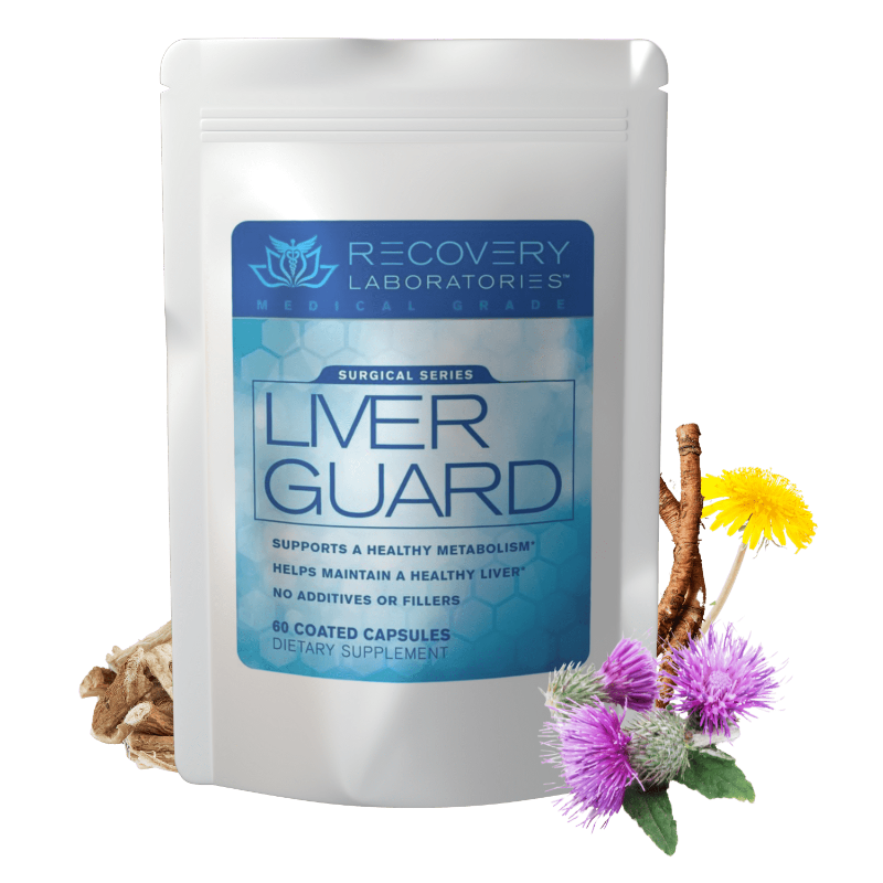Liver Guard Supplement with Ingredients Displayed