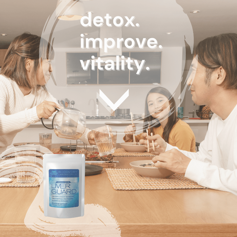 Liver Guard Supplement Lifestyle image with Family Eating Together