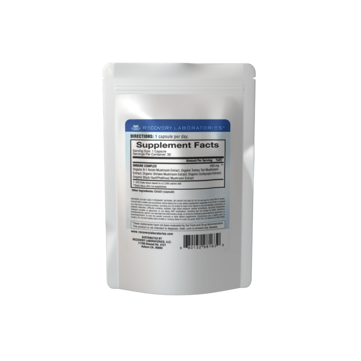 Organic Myco Immune Supplement Back