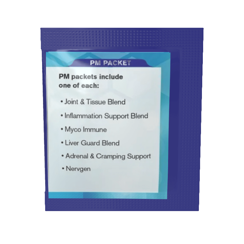 PM packet from Surgical Kit, containing nighttime supplements to support recovery, relaxation, and restful sleep